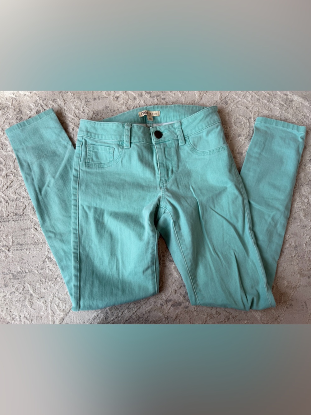 CAbi Women's Skinny Jeans in thin mint Aqua Blue-2